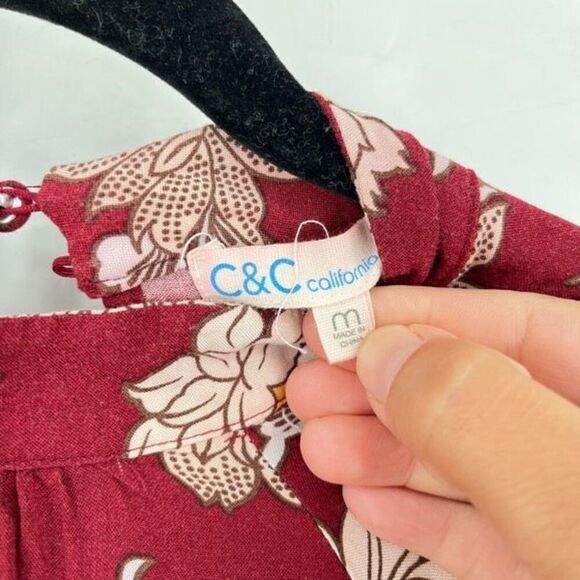 C&C California Floral‎ Blouse Medium Fall Autumn Colors Flowy Loose Bohemian - Picture 3 of 9